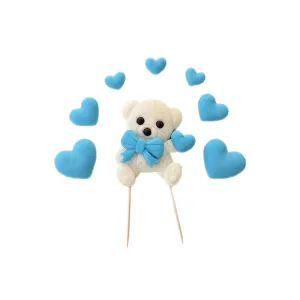 Decoratiuni din zahar – Ursulet cu inimi bleo