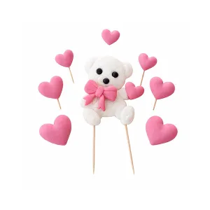 Decoratiuni din zahar – Ursulet cu inimi roz