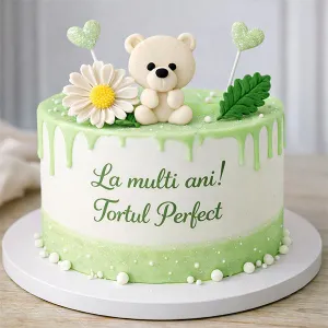 Decoratiuni din zahar – Ursulet cu floare si frunze