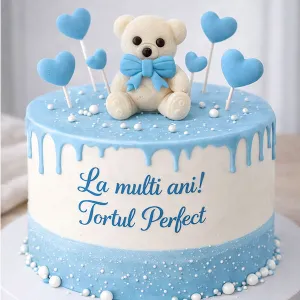 Decoratiuni din zahar – Ursulet cu inimi bleo