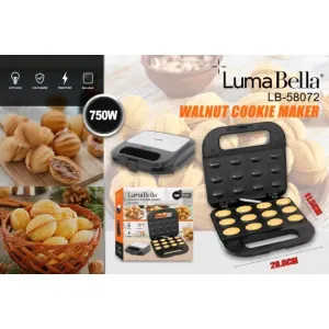 Aparat electric pentru Biscuiti Nuca, 750W, Inox / Plastic, 12 Forme, Antiaderent, Antialunecare
