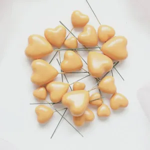 Set 20 Inimi pentru decor tort, Crem