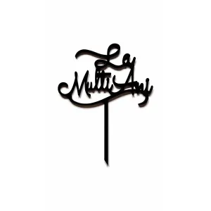 Topper pentru decor tort "La multi ani", negru