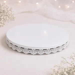 Platou Ø 35 din metal alb rotund dantelat, 1 buc