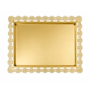 Platou din metal cu dantela auriu, 30x20 cm