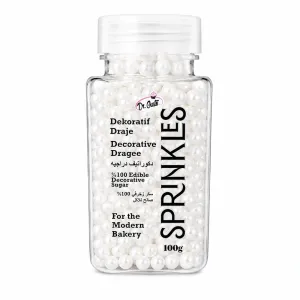 Perle de zahar albe sidef 4mm pentru decor, 100g Dr Gusto