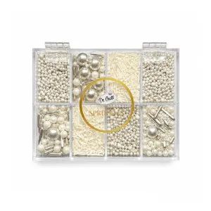 Sprinkles Premium – Mix bomboane decor argintiu-alb pentru torturi și prăjituri 200g – Dr. Gusto