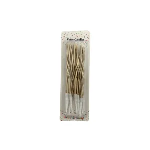 Lumanari spiralate pentru tort, aurii - sampanie 15 cm (12 buc/1 set)