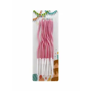 Lumanari spiralate pentru tort, roz pudra 15 cm (12 buc/1 set)