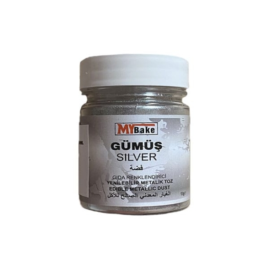 Colorant alimentar metalizat pudra Argintiu, 10g MyBake
