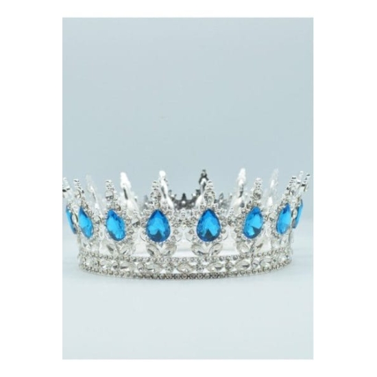 Coronita Argintie din metal cu strasuri bleo