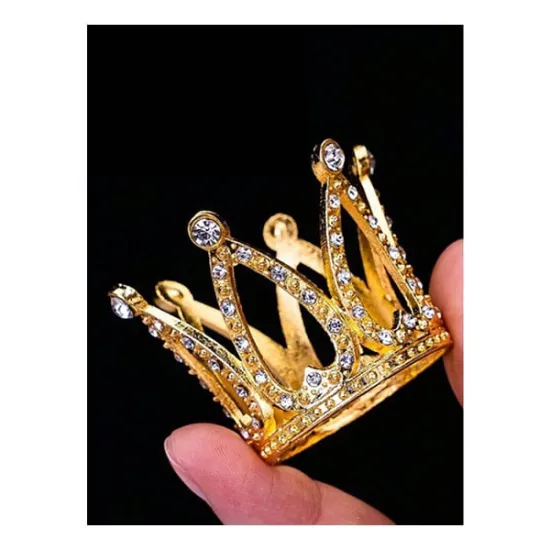 Coronita aurie din aliaj cu strasuri - 3.4*3.3 cm