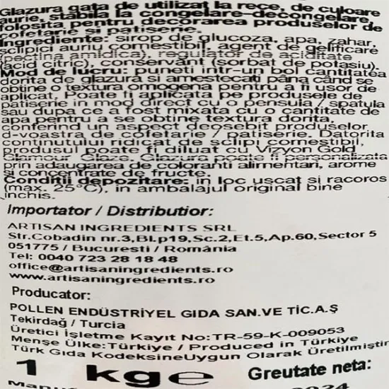 Glazura la rece Glamour aurie , Vizyon 1kg
