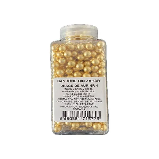 Perle de zahar pentru decor aurii 100g, 10 mm Dr Gusto