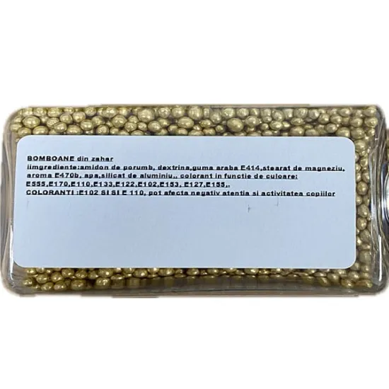 Perle de zahar pentru decor aurii Confetti 100g, 2mm Dr Gusto