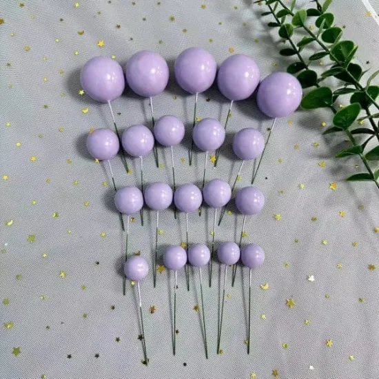 Set 20 sfere pentru decor tort, Mov / Lila sidefat