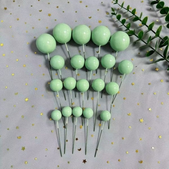 Set 20 sfere pentru decor tort, Verde deschis sidefat