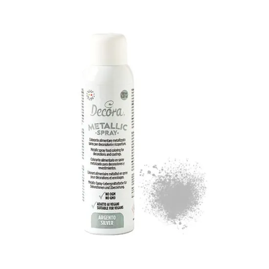 Colorant alimentar metalizat Spray 150 ML - Argintiu, Decora