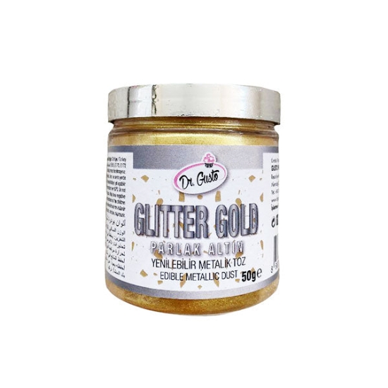 Colorant auriu alimentar pudra metalizat, Glitter GOLD 50g, Dr Gusto