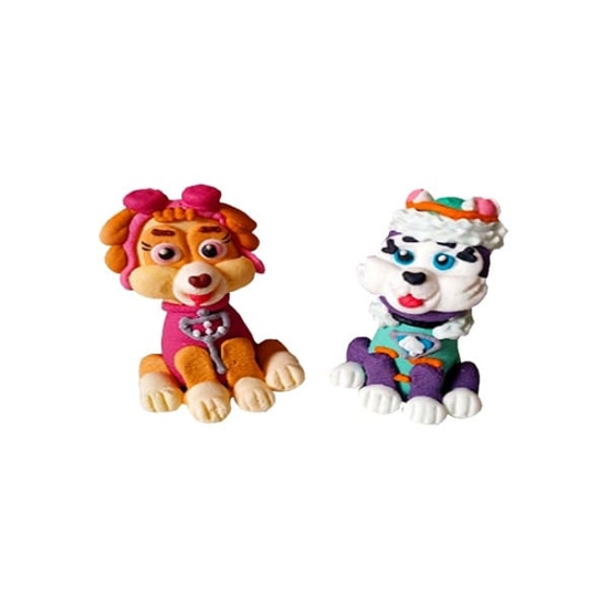 Decoratiuni din zahar / figurine – set Patrula catelusilor 3D roz și mov