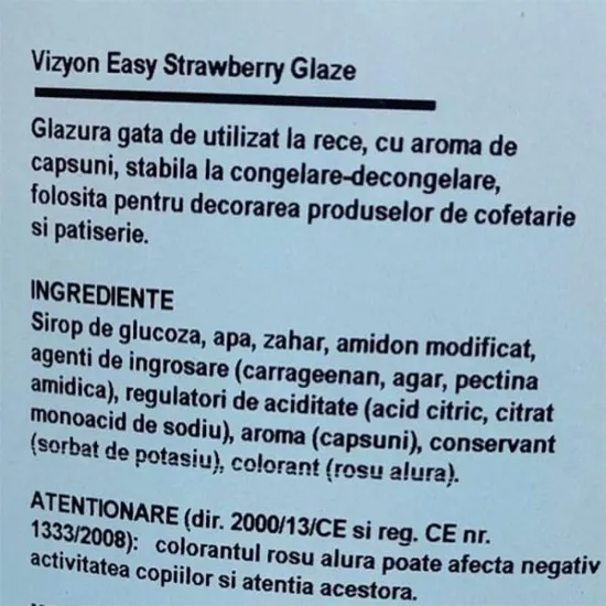 Glazura la rece cu aroma de Capsuni, Vizyon easy 7 kg