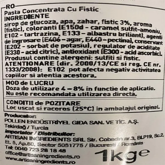 Pasta de patiserie cu aroma de Fistic, Vizyon 1kg