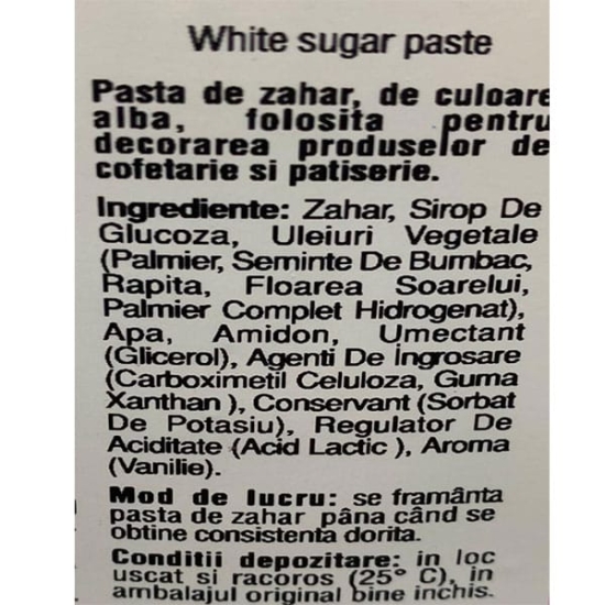 Pasta de zahar Vizyon, alba 6 kg