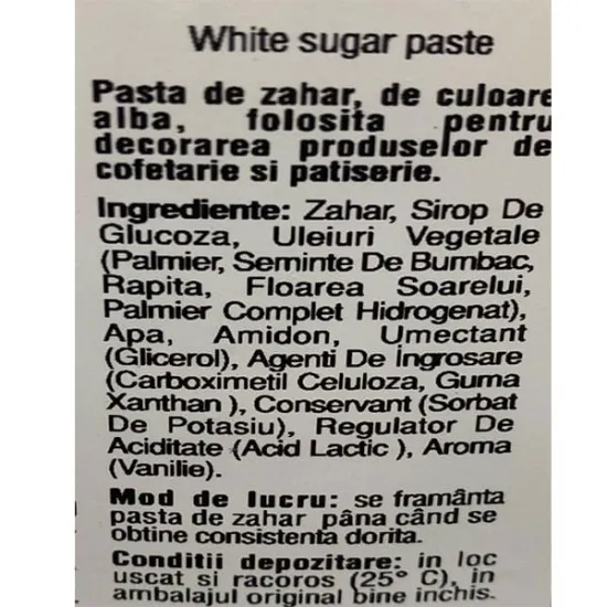 Pasta de zahar Vizyon, alba 6 kg