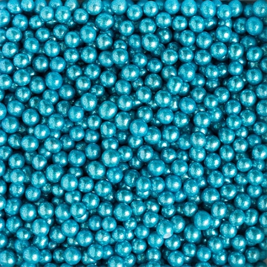 Perle de zahar albastru metalizat ⌀5 mm, 100 gr Deco