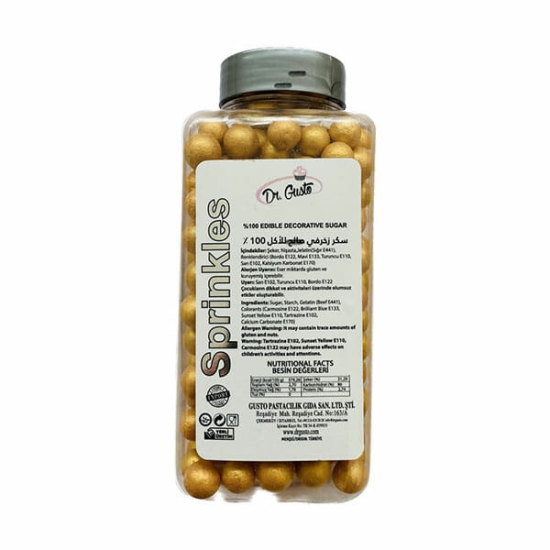 Perle de zahar pentru decor aurii Confetti 250g, 10mm Dr Gusto