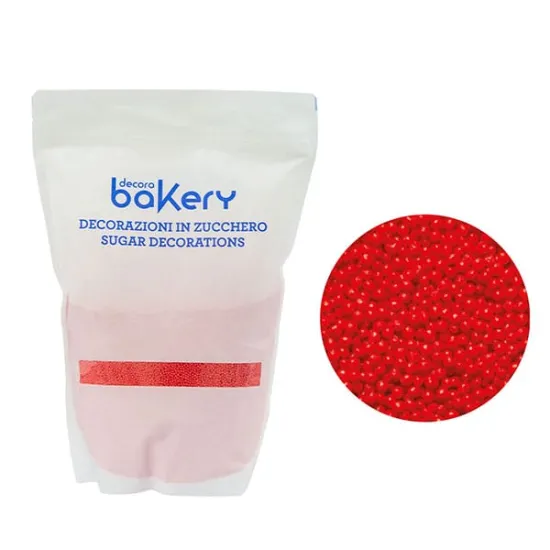 Perle de zahar rosii ⌀1.5 mm, 100g Decora