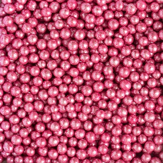 Perle de zahar roz metalizat ⌀5 mm, 100g Deco