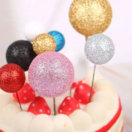 Set 20 sfere pentru decor tort, Argintii sidefat