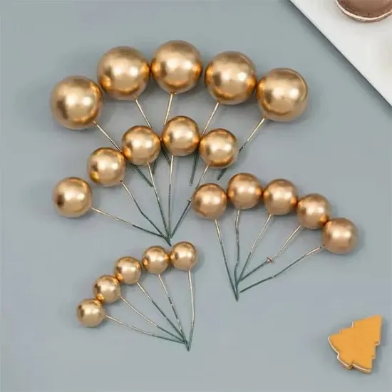 Set 20 sfere pentru decor tort, Aurii sidef