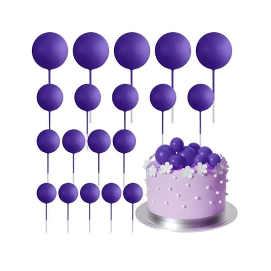 Set 20 sfere pentru decor tort, Mov inchis sidefat