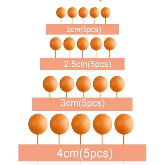 Set 20 sfere pentru decor tort, Portocaliu sidefat