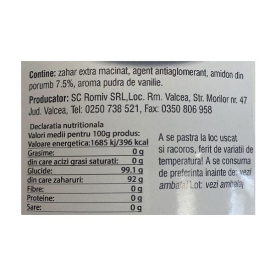 Zahar pudra  vanilinat, 900g