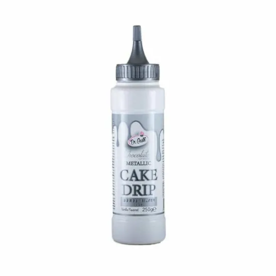Glazura de ciocolata metalizata - Cake drip argintiu- 250g