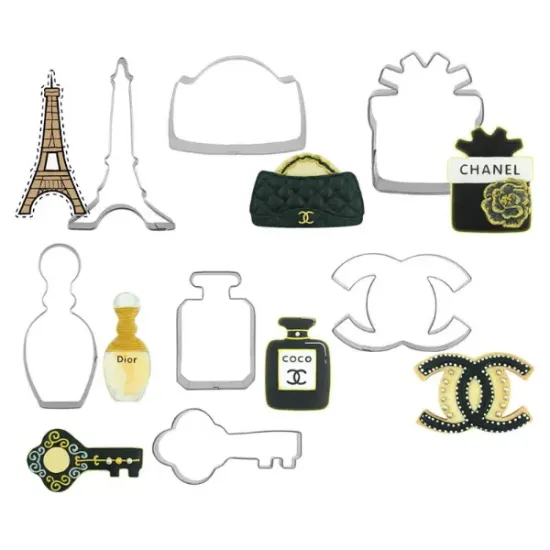 Set de 7 decupatoare metalice, Paris, chanel, parfum