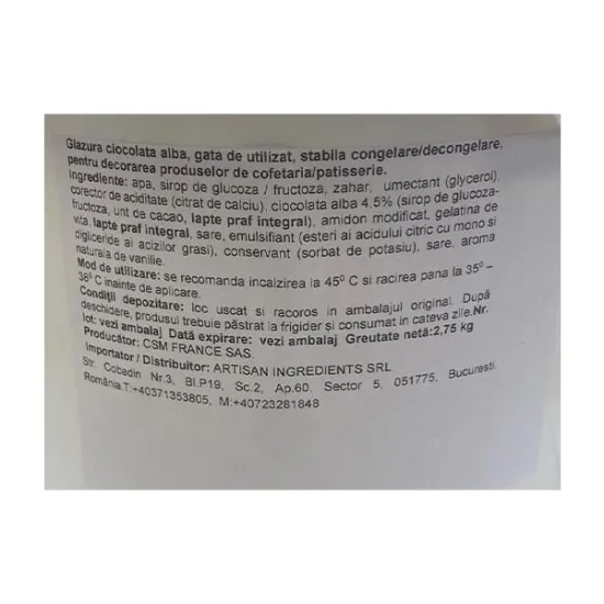 Glazura ciocolata alba 2.75 kg, Royal Miroir Marguerite