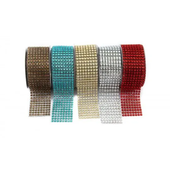 Stras panglica 4 cm / 3 m, Rosu