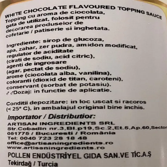 Toping cu aroma de CIOCOLATA alba, 1 kg - Vizyon