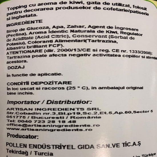 Toping cu aroma de KIWI, 1 kg - Vizyon