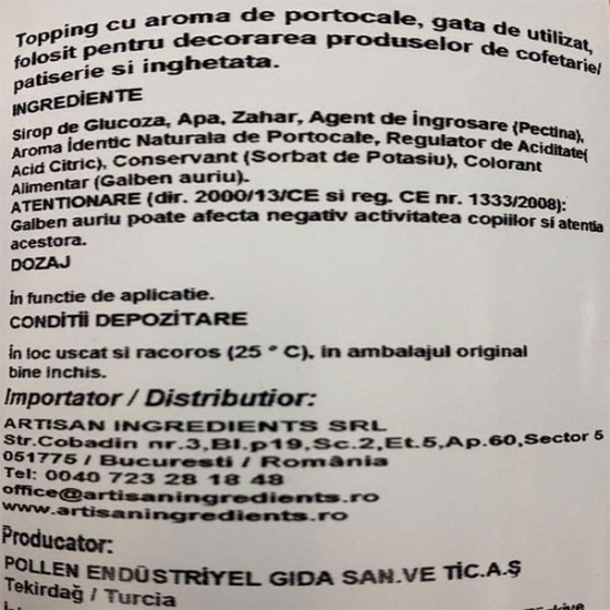 Toping cu aroma de PORTOCALE, 1 kg - Vizyon