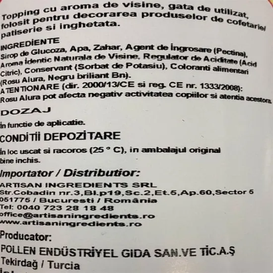 Toping cu aroma de VISINE, 1 kg - Vizyon