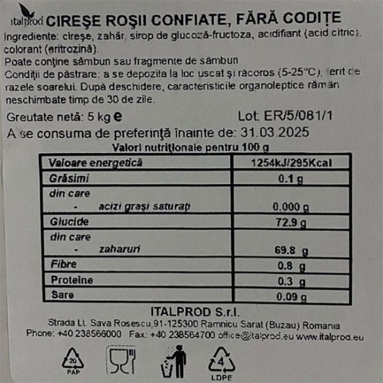 Cirese confiate, 5 kg