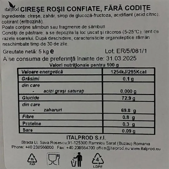 Cirese confiate, 5 kg