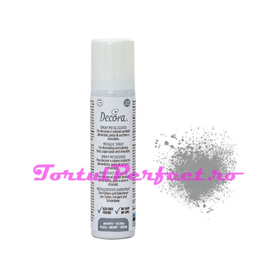 Colorant alimentar metalizat Spray 75 ml - Argintiu, Decora