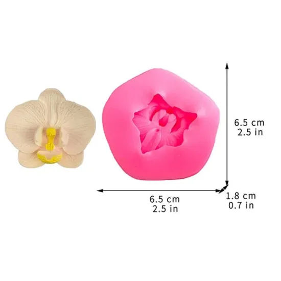Formă din silicon Orhidee pentru decor tort și prăjituri – mulaj 3D 6.5 cm