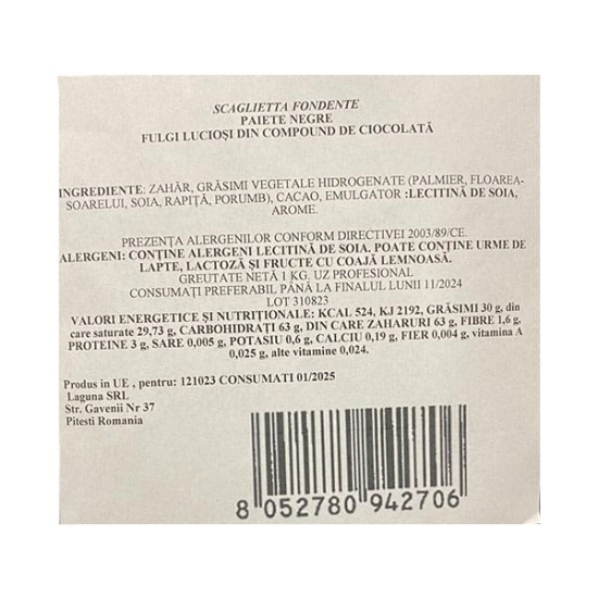 Paiete de ciocolata neagra, Scaglietta Fondente 1kg